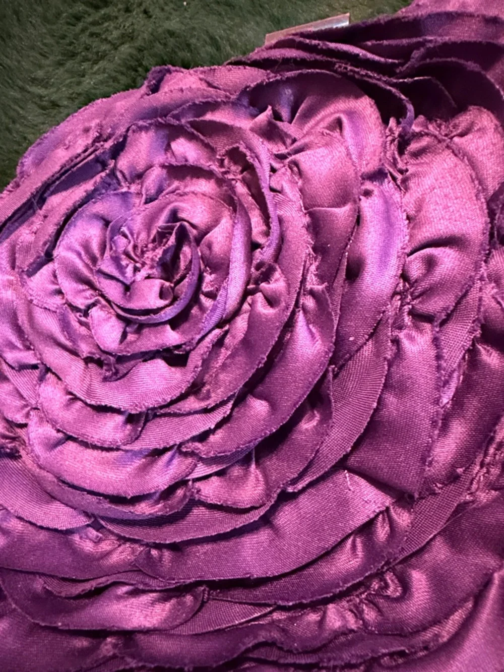 White House Black Market Purple Rose Appliqué Satin Clutch - Picture 3 of 4